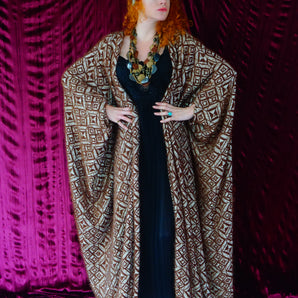 Brown Patterned mohair Snuggle Blanket Robe