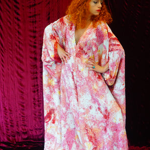 Abstract sequin Red splattered Kaftan Gown