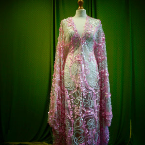 Ophelia Cherry Blossom drops V neck sequin kaftan Gown
