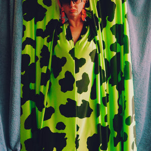 Slinky Neon Cow Print Kaftan Gown