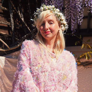 Fluffy Clouds Semi Sheer Sequin Kimono Robe / Kaftan Gown