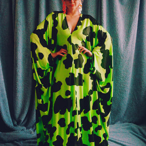 Slinky Neon Cow Print Kaftan Gown