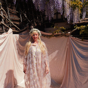Ivory sequin Veil Lace Kimono Robe or Kaftan Gown