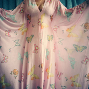 Pale Pink and White Butterflies Snuggle Kaftan