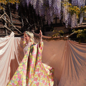 Midsummer Bloom Brocade V-Neck Kimono Robe