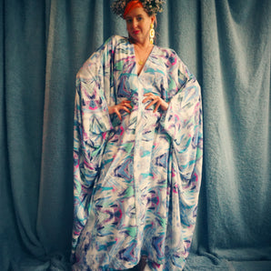 Art Deco geometric Print Kaftan Gown