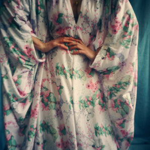 Butterfly print soft jersey Kaftan Gown