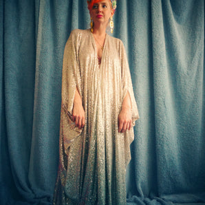 Sequinned sparkle ombre silver / grey / blue Kaftan