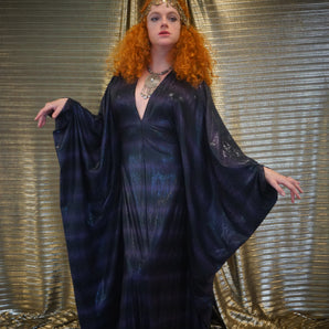 Snakeskin wetlook liquid kaftan gown - Purple and Black