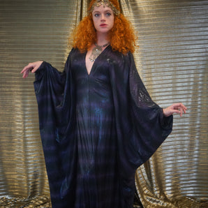 Snakeskin wetlook liquid kaftan gown - Purple and Black