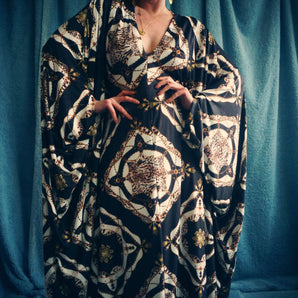 Leopard Print and Chains Gold, black and white Kaftan Gown