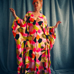 Bold Cotton Multicoloured abstract print patterned Kaftan
