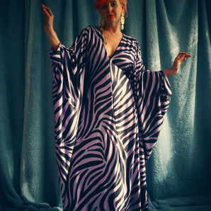 Disco Shimmer Lilac and black zebra print Kaftan