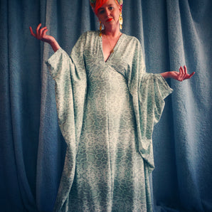 Slinky Snakeskin Mint Green Kaftan Dress