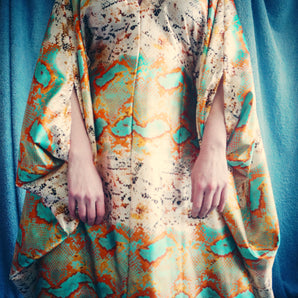 Silky Snakeskin metallics Kaftan Dress