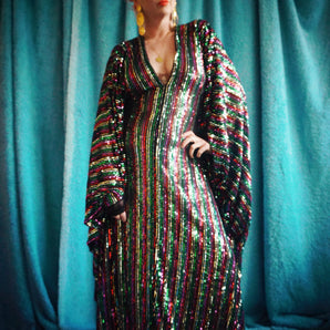 Saturday Night Fever Sequinned Rainbow Multicoloured Sparkle Kaftan