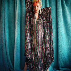 Saturday Night Fever Sequinned Rainbow Multicoloured Sparkle Kaftan