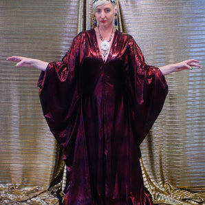 Red wetlook liquid snakeskin  kaftan Gown