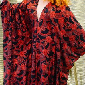Red and black floral heavily glittered  kaftan Gown