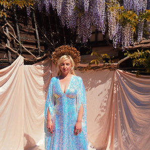 Opal Moon Iridescent Sequin V-Neck Kaftan
