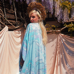 Moonwater Pastel Baby Blue Psychedelic Shimmer Lurex Kaftan