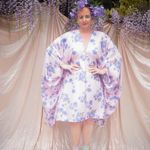 Floral Print Midi/Mini Lilac V-neck Kaftan