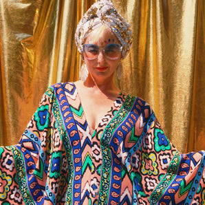 Bohemian Oasis cotton V-Neck Kaftan Gown