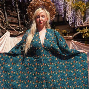 Greenwood V-Neck Cotton Kaftan Gown