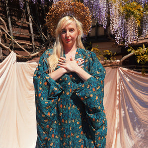 Greenwood V-Neck Cotton Kaftan Gown