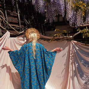 Bluebell Ritual V-Neck Cotton Kaftan Gown