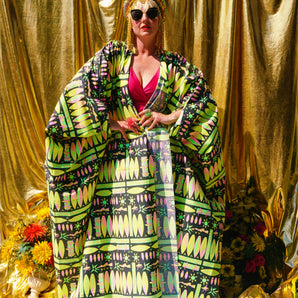 Neon Nomad Print Kimono Robe, Freesize