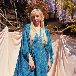 Bluebell Ritual V-Neck Cotton Kaftan Gown