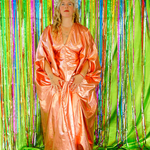 Metallic Foil Flash Gordon Chrome Kaftan - Copper