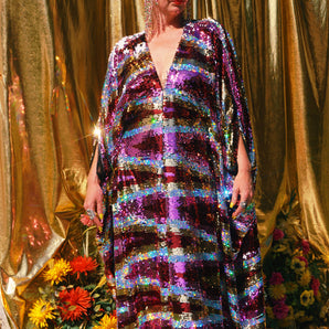 Ziggys Priestess Sequin V-Neck Kaftan Gown