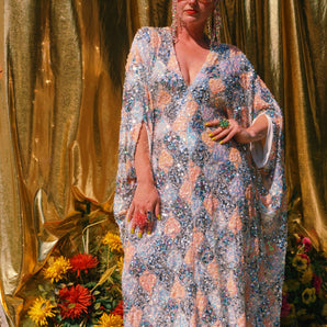 Soak Up The Love Sequin V Neck Kaftan Gown, Freesize