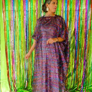 Sparkles Tinsel Hair Maxi Kaftan Party Colourful Rainbow