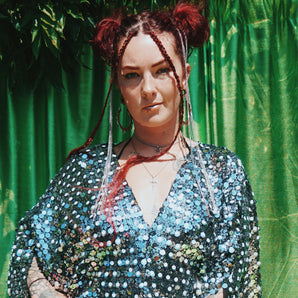 Disco Beach Sequin V-Neck Kaftan Gown