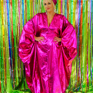 Metallic Foil Flash Gordon Chrome Kaftan - Pink