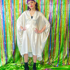 Liquid White gold Studio 54 Midi Kaftan Dress