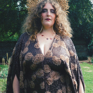 The Withered Rose Brown Sequin Kaftan