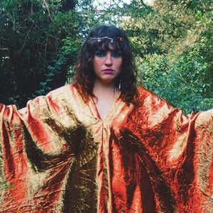 The Last Sunset Bronze Orange Lame Kaftan Gown