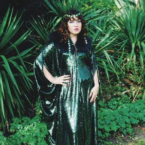 Emerald Eden Green Sequin Kaftan