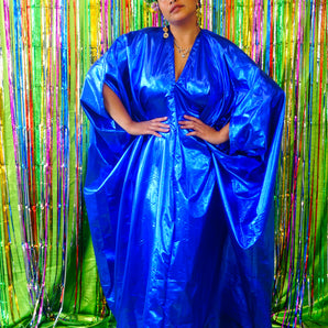 Metallic Foil Flash Gordon Chrome Kaftan - Royal Blue