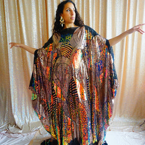 •F• Label Mothership 2.0 Slash Neck Heavily sequinned Exquisite Kaftan Gown