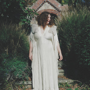 The Cream Plissé Pleated V-Neck Kaftan