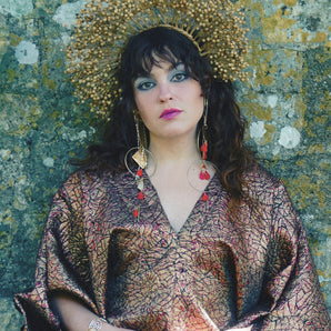 The Crackle Bronze Brocade V-Neck Kaftan