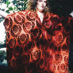 Burnt Orange Devore V-Neck Kaftan