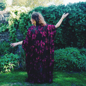 Crimson Dahlia Scarlet 3D Lace Kaftan