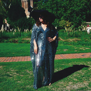The Morning Mist Clear Sequin Fishnet Kaftan