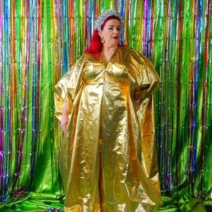 Metallic Foil Flash Gordon Chrome Kaftan - Gold